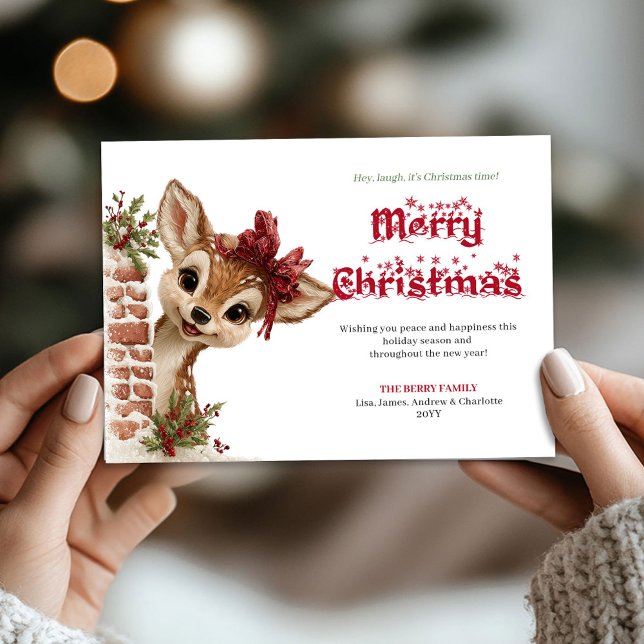 Trendy Baby Fawn Funny Cartoon Holiday Greeting  Card (Trendy Baby Fawn Funny Cartoon Holiday Greeting Card

)