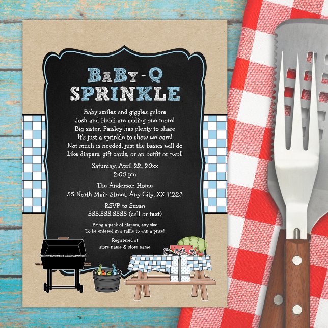 Trendy Baby Q Sprinkle for boy baby shower Invitation (Creator Uploaded)