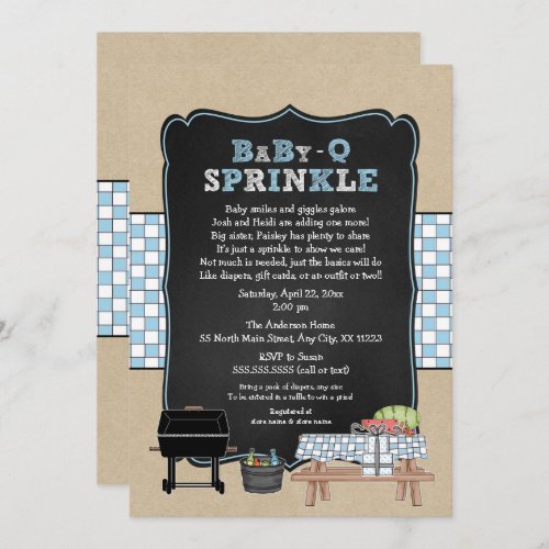 Trendy Baby Q Sprinkle for boy baby shower Invitation