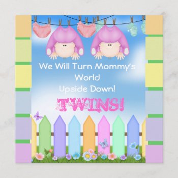 Trendy Baby Shower Invitations Girl Twins! by CHICLOUNGE at Zazzle