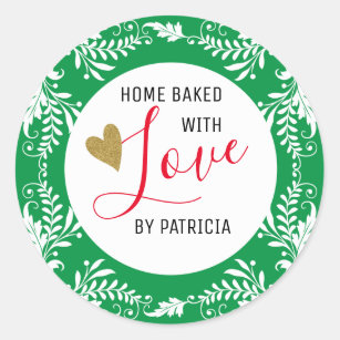 Baked with Love Stickers Labels,300 pcs, 2x2 Size