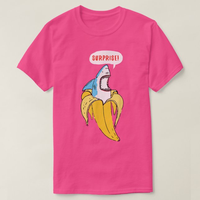 Trendy Banana Shark Surprise Humor  T-Shirt (Design Front)