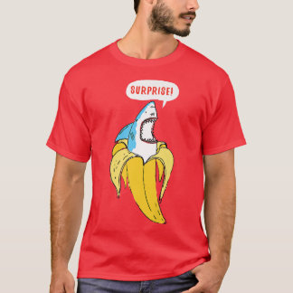 Trendy Banana Shark Surprise Humor T-Shirt