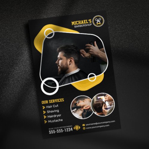 Trendy Barbershop Hair Styling Barber Shop Haircut Flyer