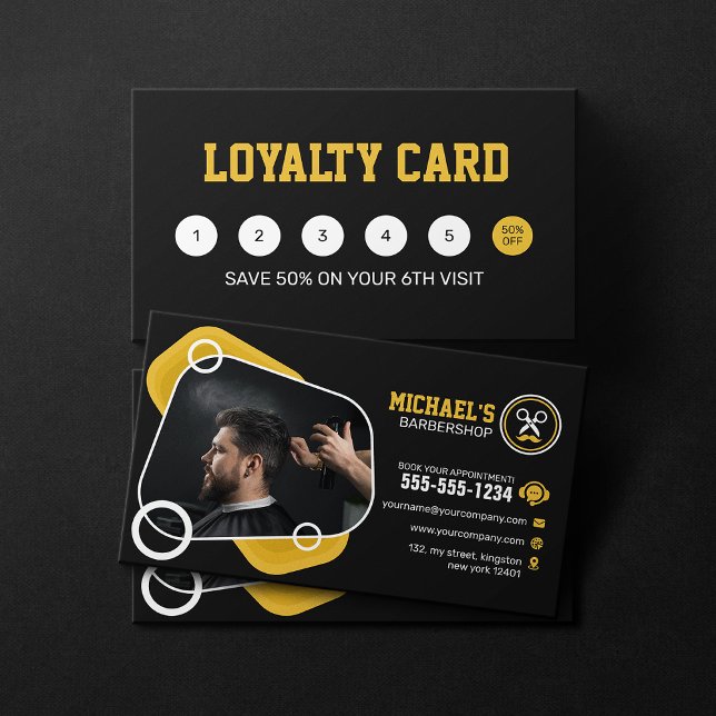 Trendy Barbershop Hair Styling Barber Shop Haircut Loyalty Card (Creator Uploaded)