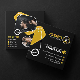 Trendy Barbershop Hair Styling Barber Shop Haircut Square Business Card