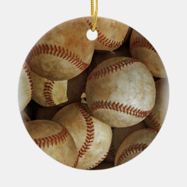 Trendy Baseball Artwork Ceramic Ornament (Front)