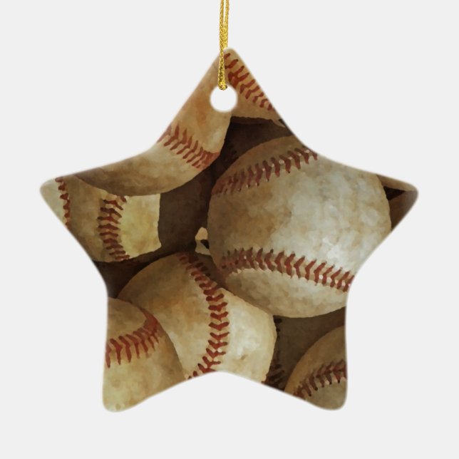 Trendy Baseball Artwork Ceramic Ornament (Front)