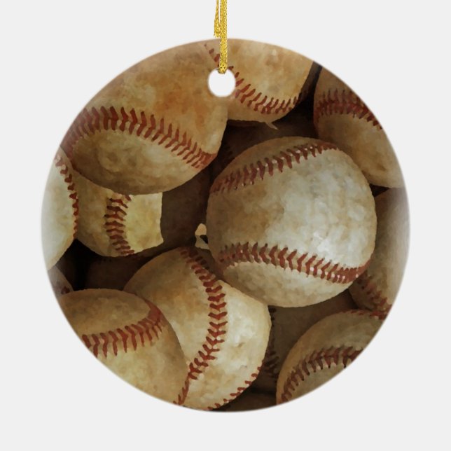 Trendy Baseball Artwork Christmas Ornament (Back)