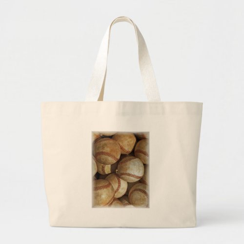 Trendy Baseball Artwork Large Tote Bag