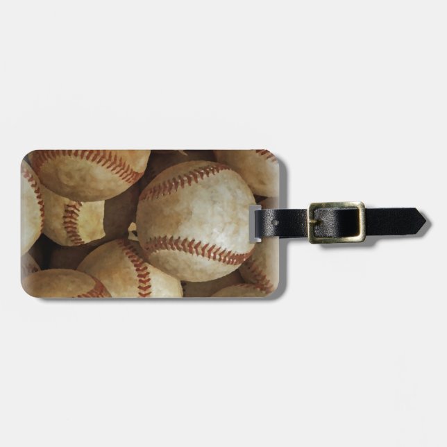 Trendy Baseball Artwork Luggage Tag (Front Horizontal)