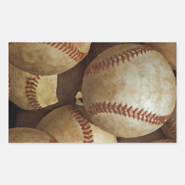 Trendy Baseball Artwork Rectangular Sticker (Front)
