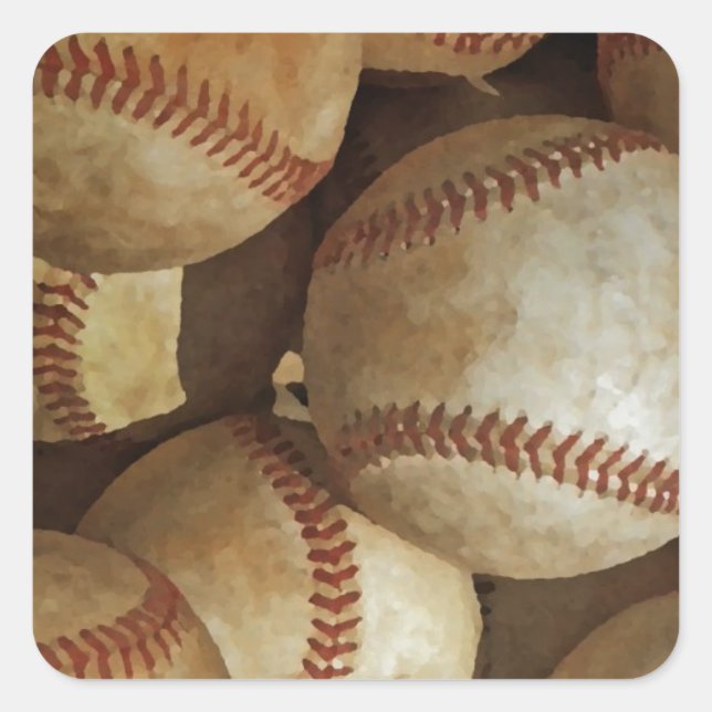 Trendy Baseball Artwork Square Sticker (Front)