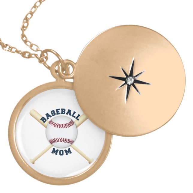 Trendy baseball mom gold plated necklace (Front)