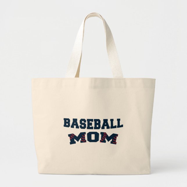 Trendy baseball mom large tote bag (Front)
