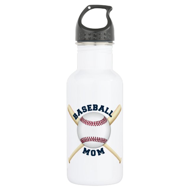 Trendy baseball mom water bottle (Front)