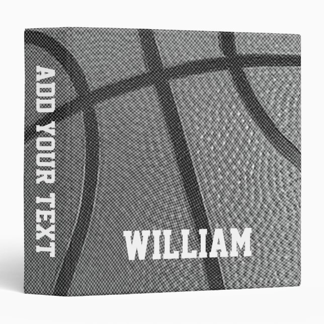 Trendy Basketball  Add Your Name  Personalized 3 Ring Binder (Front/Spine)