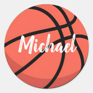 Trendy Basketball Add Your Name  Personalized     Classic Round Sticker