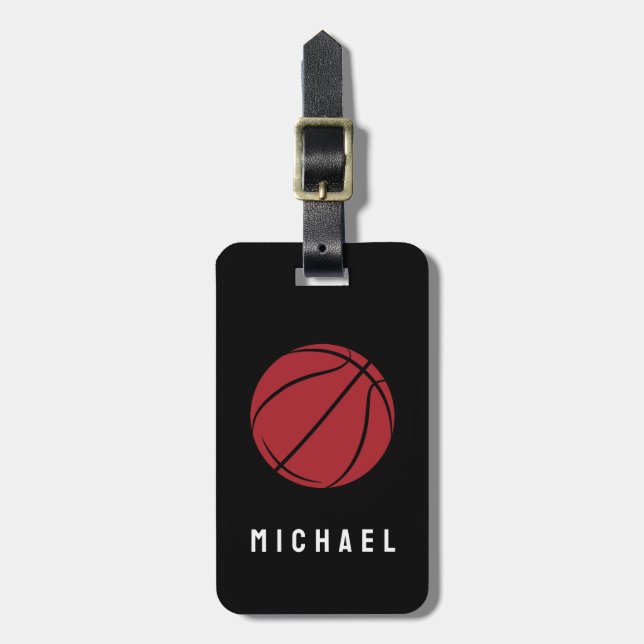 Trendy Basketball  Add Your Name  Personalized     Luggage Tag (Front Vertical)