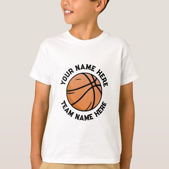 Trendy Basketball Add Your Name  Personalized T-Shirt (Front)