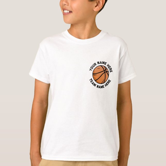 Trendy Basketball Add Your Name  Personalized  T-Shirt (Front)
