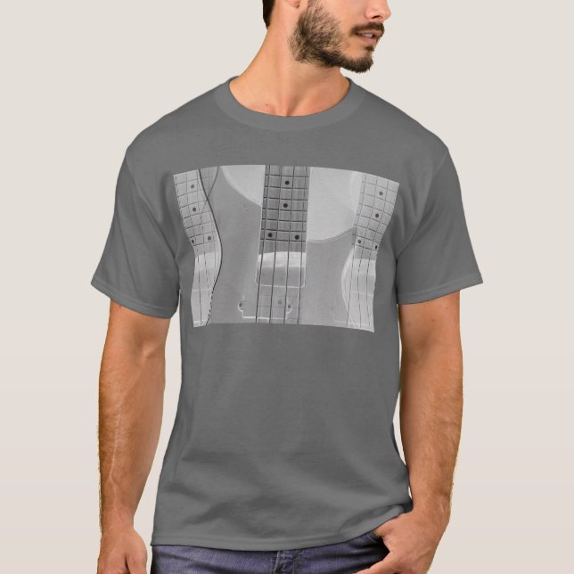 Trendy Bass Guitar Elegant Dark Grey Template T-Shirt (Front)