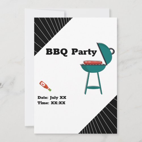 Trendy BBQ Barbecue Backyard Potluck Party Invitation