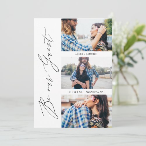 Trendy Be our Guest Chic Romantic 3 Photos Wedding Save The Date