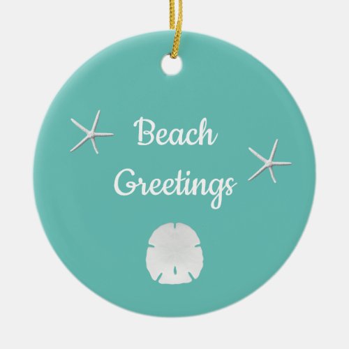 Trendy Beach Christmas Sand Dollar Teal Green Ceramic Ornament