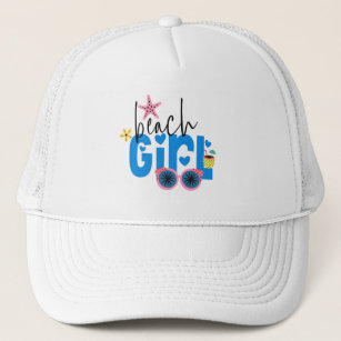 Trendy Beach Girl Artsy Typography Vacation Trucker Hat