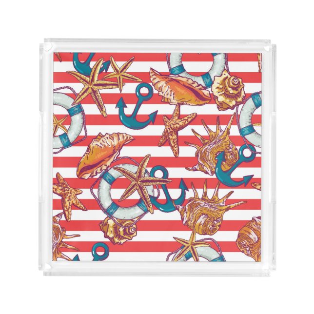 Trendy Beach Pattern Acrylic Tray (Front)
