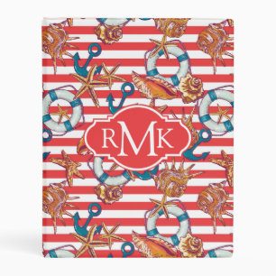Trendy Beach Pattern   Monogram Mini Binder