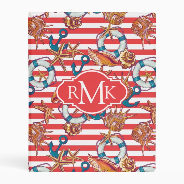Trendy Beach Pattern | Monogram Mini Binder (Front)