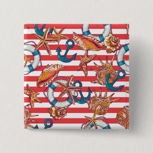 Trendy Beach Pattern Pinback Button