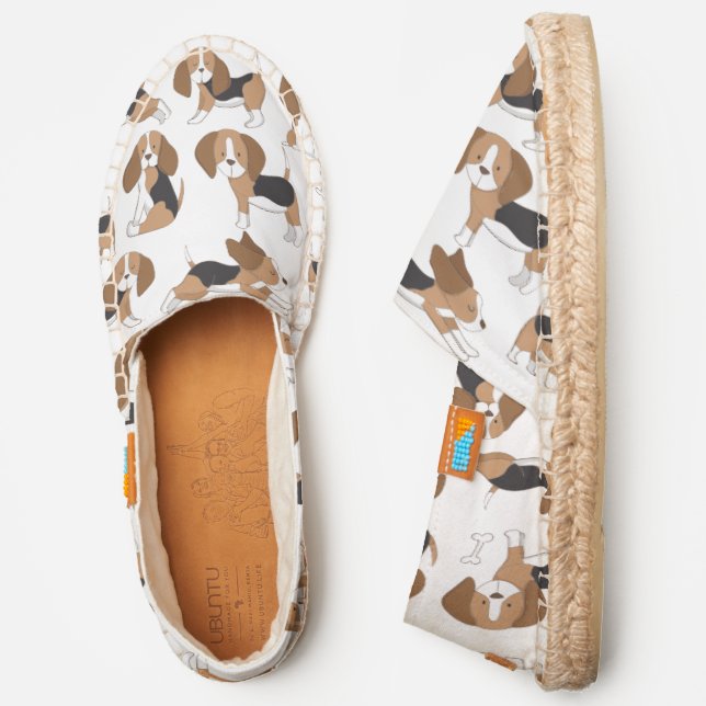 Trendy Beagle Pattern Choose Your Canvas Color Espadrilles (Side)