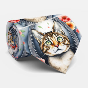 Trendy Beautiful Cute Watercolor Cat Collection Neck Tie