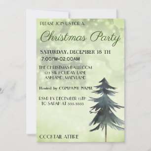 Trendy, Beautiful, Green Christmas Tree  Invitation