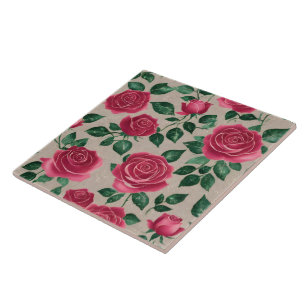 Trendy Beautiful Linen Roses Collection Ceramic Tile