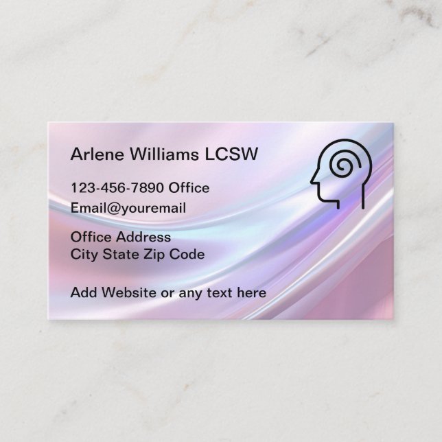 Trendy Beautiful Mental Health Counselor Business Card (Front)
