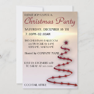 Trendy, Beautiful, Red Christmas Tree Invitation
