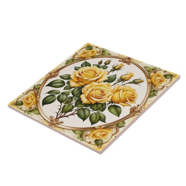 Trendy Beautiful Yellow Rose Collection Ceramic Tile (Side)