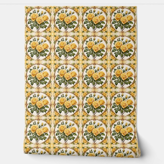 Trendy Beautiful Yellow Rose Collection Wallpaper (Unrolling)
