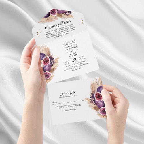 Trendy Beauty Purple Figs  Pampas All In One Invitation