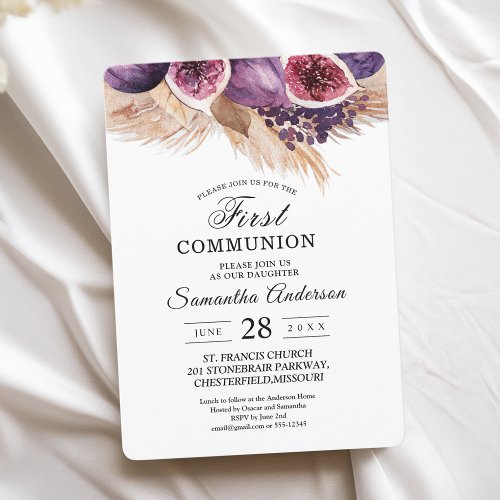 Trendy Beauty Purple Figs  Pampas Invitation