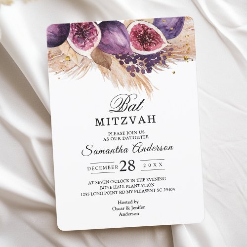 Trendy Beauty Purple Figs  Pampas Invitation