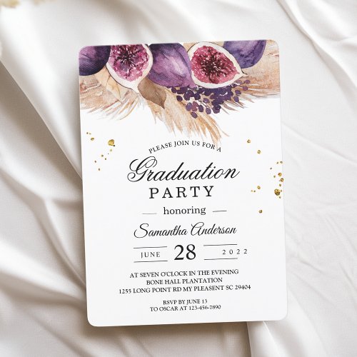 Trendy Beauty Purple Figs  Pampas Invitation