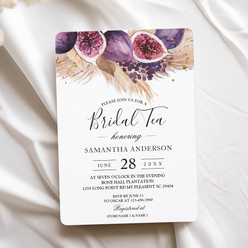 Trendy Beauty Purple Figs  Pampas Invitation