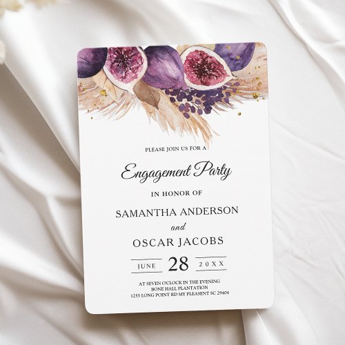 Trendy Beauty Purple Figs  Pampas Invitation