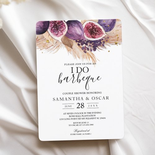 Trendy Beauty Purple Figs  Pampas Invitation