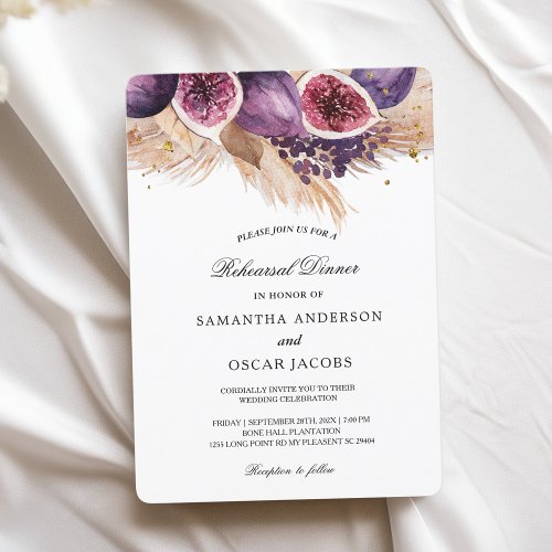 Trendy Beauty Purple Figs  Pampas Invitation